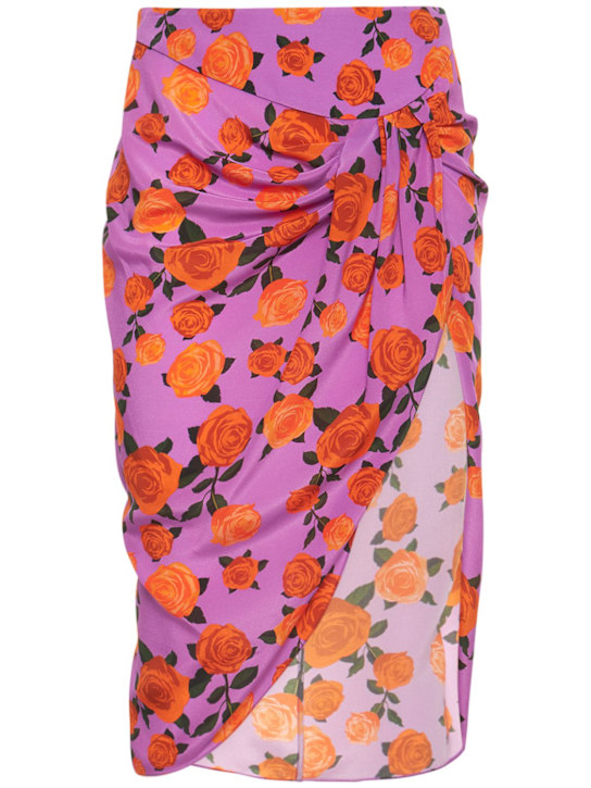 Giuseppe Di Morabito: 프린트 실크 크레프드신 미니 스커트 - Purple/Multi - women_0 | Luisa Via Roma