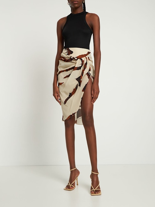 Giuseppe Di Morabito: シルククレープデシンミニスカート - ベージュ/マルチカラー - women_1 | Luisa Via Roma