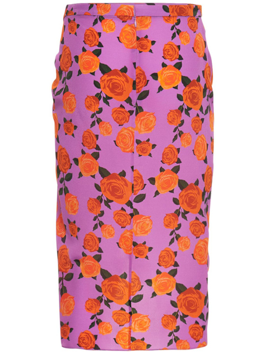 Giuseppe Di Morabito: Minigonna in seta crepe de chine stampata - Viola/Multi - women_1 | Luisa Via Roma