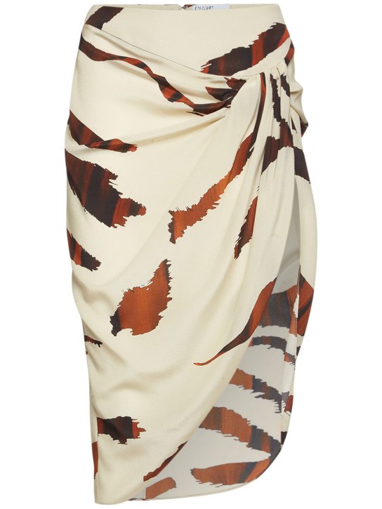 Giuseppe Di Morabito: シルククレープデシンミニスカート - ベージュ/マルチカラー - women_0 | Luisa Via Roma