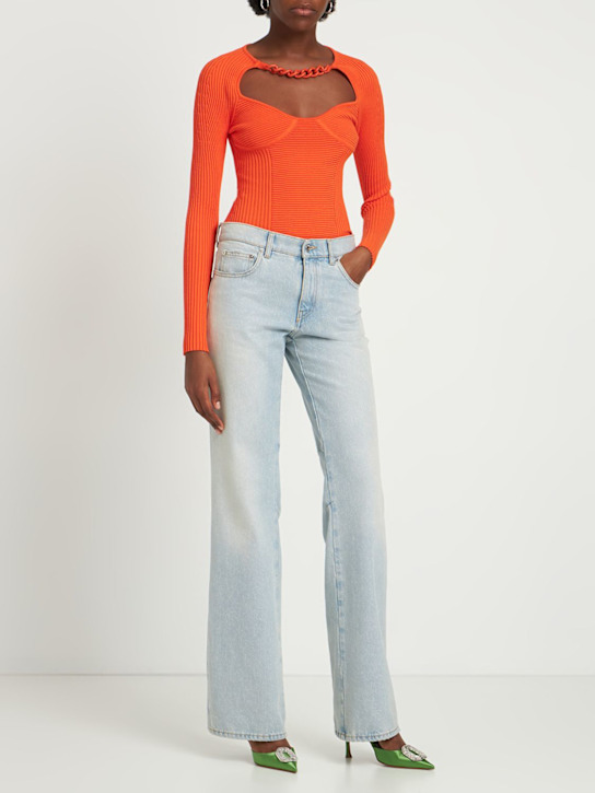 Giuseppe Di Morabito: 链条细节罗纹粘胶纤维上衣 - 橙色 - women_1 | Luisa Via Roma