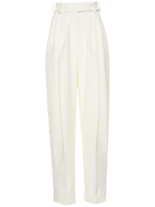 Alexandre Vauthier: High waist cady straight pants - Off-White - women_0 | Luisa Via Roma