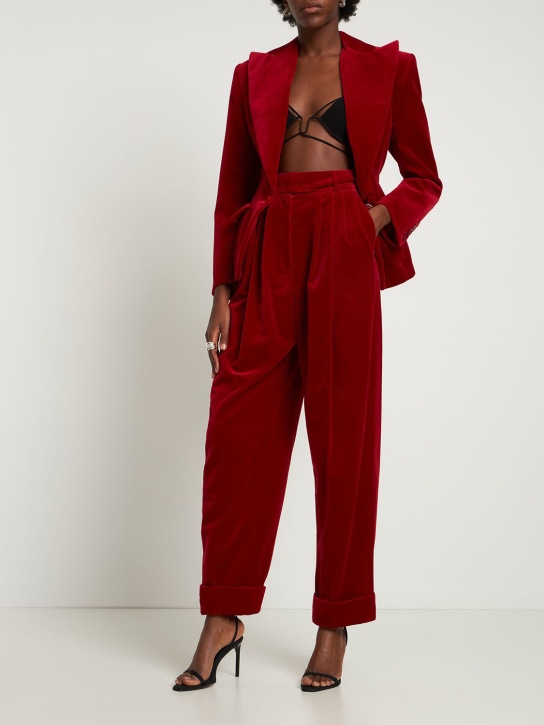 Alexandre Vauthier: SMOKINGJACKETT AUS SAMT - Rot - women_1 | Luisa Via Roma