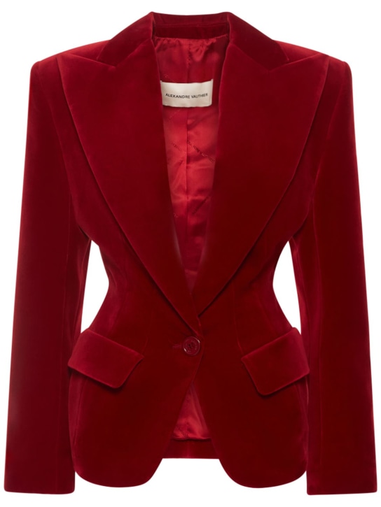 Alexandre Vauthier: SMOKINGJACKETT AUS SAMT - Rot - women_0 | Luisa Via Roma