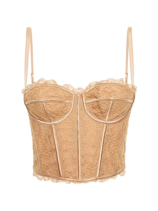 Gucci: Crop top in mesh - Nude - women_0 | Luisa Via Roma
