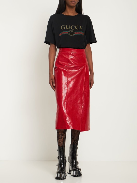 Gucci: Camiseta de jersey de algodón con logo vintage - women_1 | Luisa Via Roma