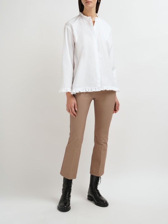 'S Max Mara: Umanita cotton blend twill pants - Camel - women_1 | Luisa Via Roma
