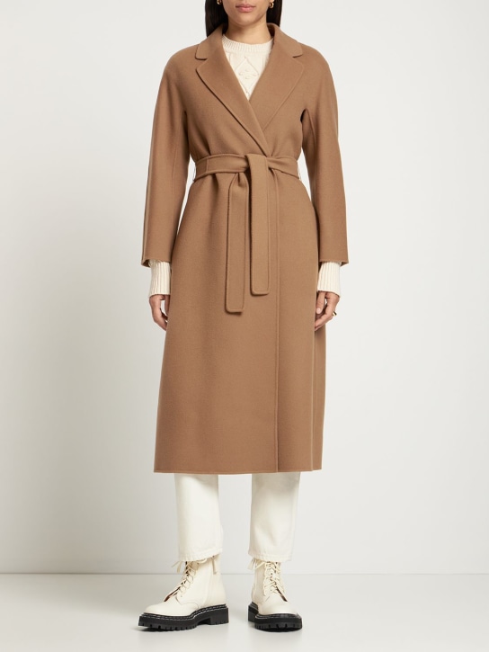'S Max Mara: Esturia belted double wool long coat - Perfect Camel - women_1 | Luisa Via Roma