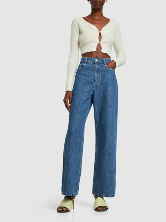 Jacquemus: Le Cardigan Alzou马海毛混纺开衫 - 米白色 - women_1 | Luisa Via Roma