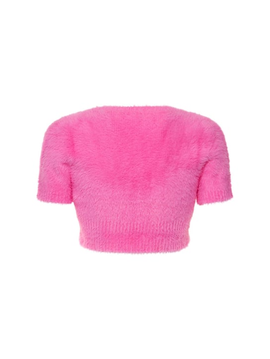 Jacquemus: La Maille Neve fluffy crop top - Pink - women_4 | Luisa Via Roma