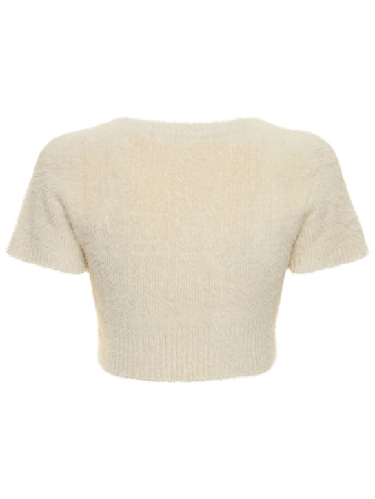 Jacquemus: La Maille Neve fluffy crop top - Off-White - women_3 | Luisa Via Roma