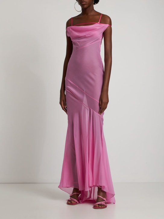 Jacquemus: La Robe Draggiu sheer silk chiffon gown - women_1 | Luisa Via Roma