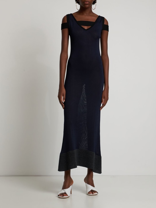 Jacquemus: La Robe Camargue 2-piece knit dress - Navy - women_1 | Luisa Via Roma