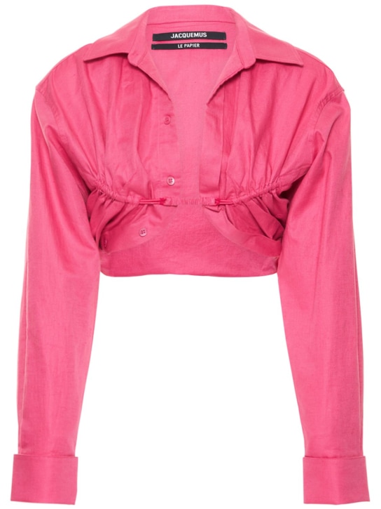 Jacquemus: La Chemise Machou コットン＆リネンシャツ - ピンク - women_0 | Luisa Via Roma