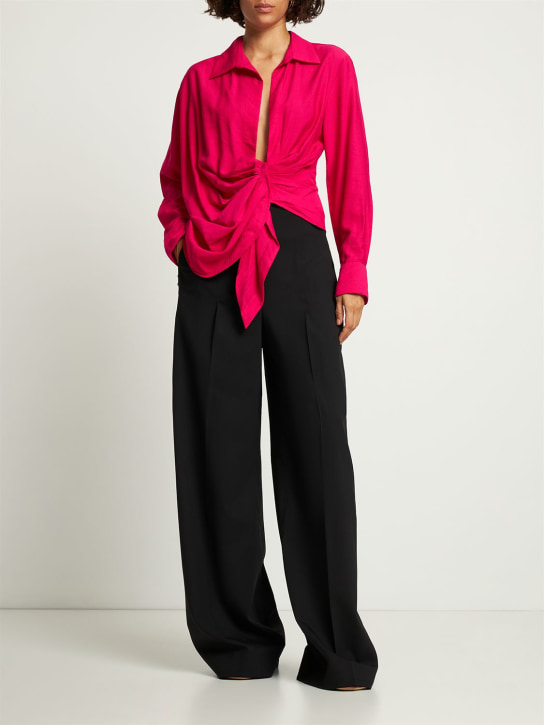 Jacquemus: La Chemise Bahia knotted viscose shirt - Pink - women_1 | Luisa Via Roma
