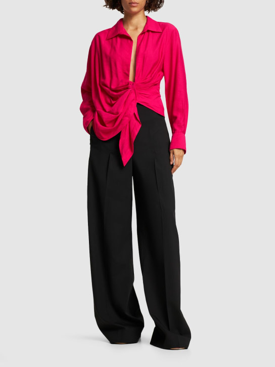 Jacquemus: La Chemise Bahia knotted viscose shirt - Pink - women_1 | Luisa Via Roma