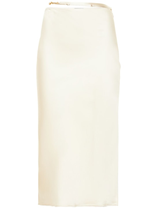 Jacquemus: La Jupe Notte stretch satin midi skirt - Off-White - women_0 | Luisa Via Roma