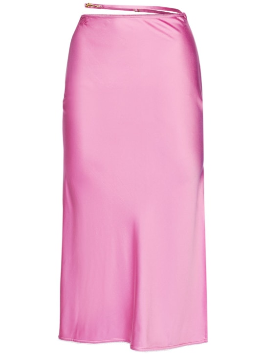Jacquemus: La Jupe Notte stretch satin midi skirt - Pink - women_0 | Luisa Via Roma