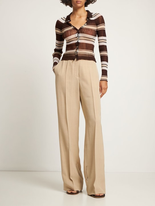 Jacquemus: Le Pantalon Astouin真丝混纺裤子 - 深米黄色 - women_1 | Luisa Via Roma