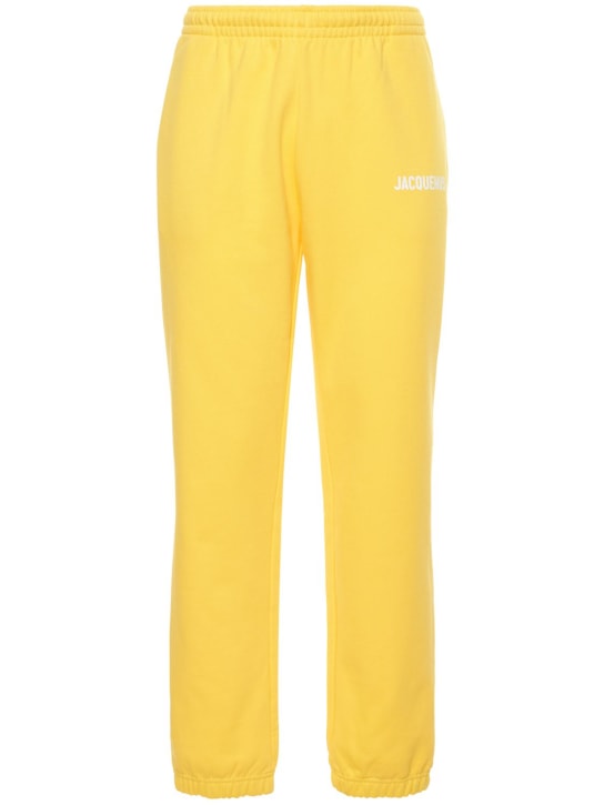Jacquemus: Le Jogging logo棉质平纹针织运动裤 - 黄色 - men_0 | Luisa Via Roma