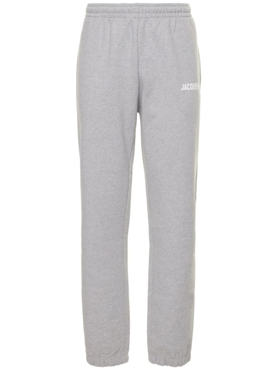 Jacquemus: Le Jogging logo cotton jersey sweatpants - Grey - men_0 | Luisa Via Roma