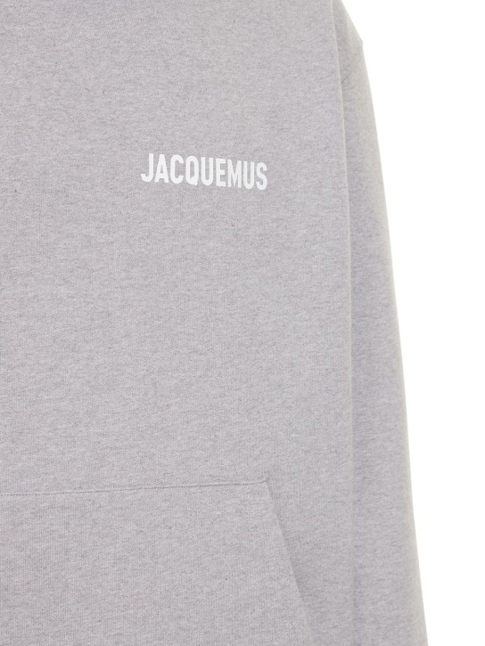 Jacquemus: Logo印花棉质平纹针织连帽卫衣 - men_1 | Luisa Via Roma