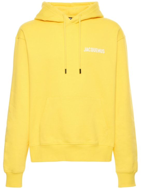 Jacquemus: Logo print cotton jersey hoodie - men_0 | Luisa Via Roma