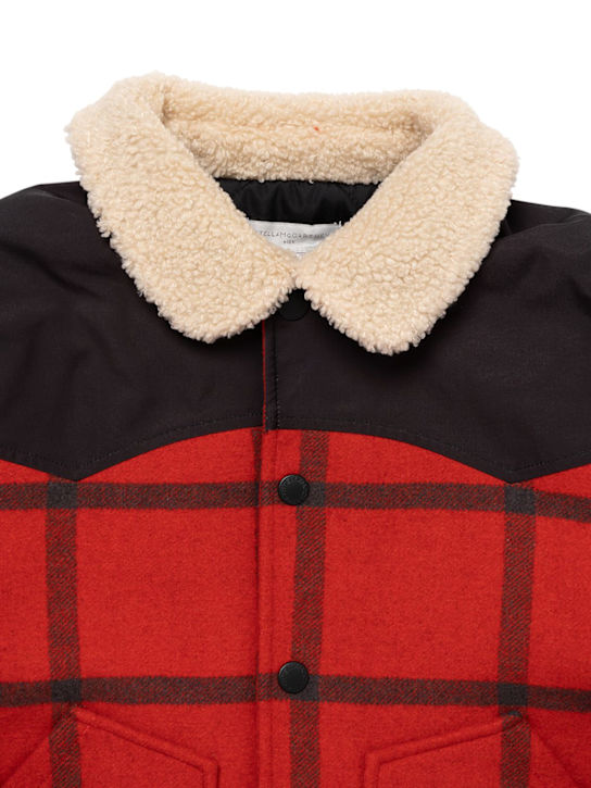 Stella McCartney Kids: KARIERTE JACKE AUS WOLLE - Rot/Schwarz - kids-boys_1 | Luisa Via Roma