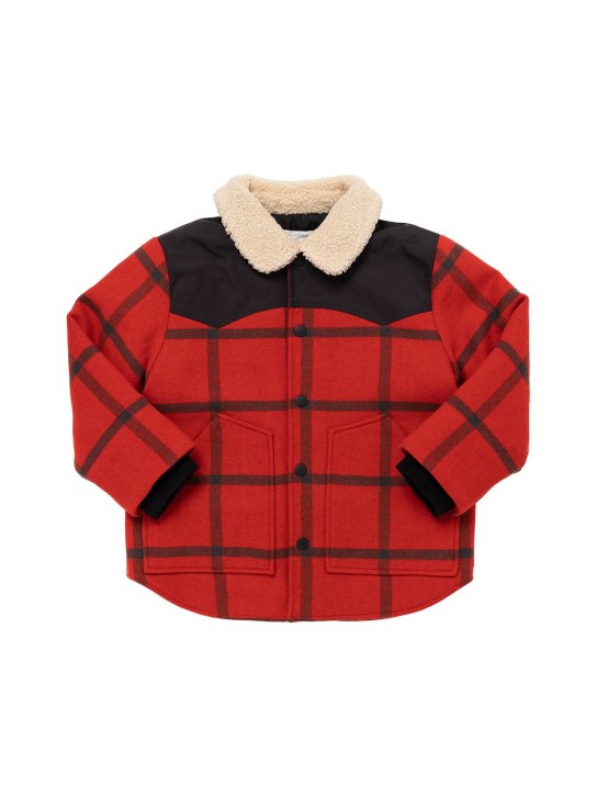 Stella McCartney Kids: KARIERTE JACKE AUS WOLLE - Rot/Schwarz - kids-boys_0 | Luisa Via Roma