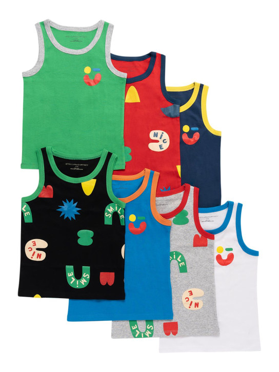 Stella Mccartney Kids: Set de 7 camisetas sin mangas de algodón orgánico - kids-boys_0 | Luisa Via Roma