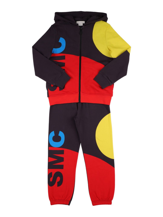 Stella McCartney Kids: HOODIE & TRAININGSHOSE AUS BIO-BAUMWOLLE - Schwarz/Rot - kids-girls_0 | Luisa Via Roma