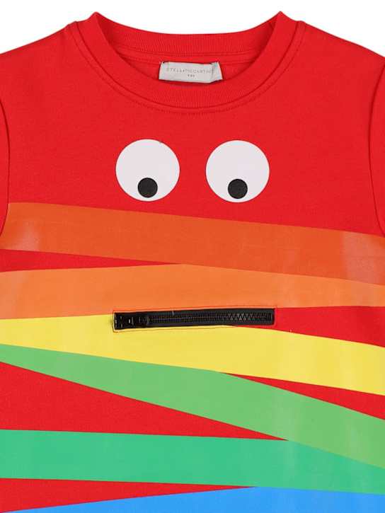 Stella McCartney Kids: Felpa in cotone organico con dettagli gommati - Rosso/Multi - kids-girls_1 | Luisa Via Roma