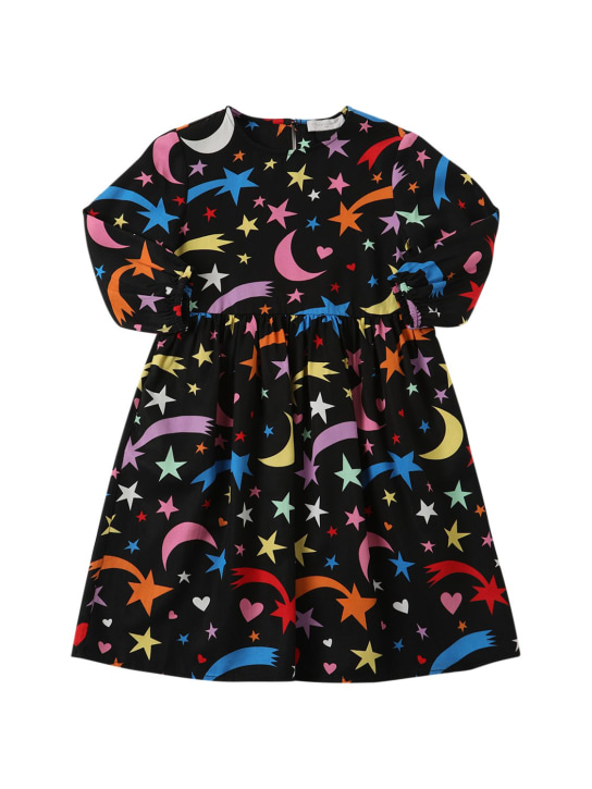 Stella McCartney Kids: Midikleid aus Lyocell mit Sterndruck - Schwarz/Multi - kids-girls_0 | Luisa Via Roma