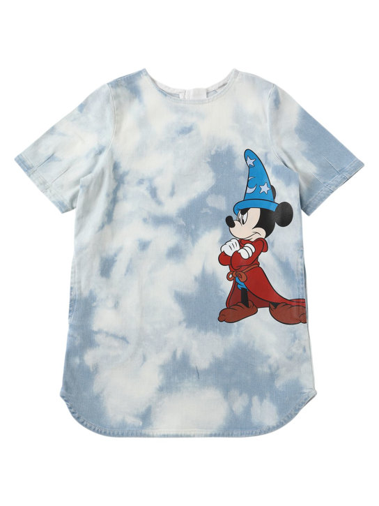 Stella McCartney Kids: タイダイコットンデニムワンピース - ライトブルー - kids-girls_0 | Luisa Via Roma