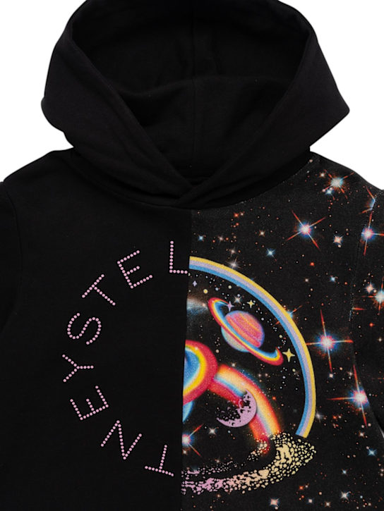 Stella McCartney Kids: Felpa in cotone organico con cappuccio - Nero - kids-girls_1 | Luisa Via Roma