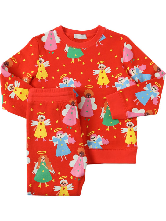 Stella McCartney Kids: SWEATSHIRT UND HOSE AUS BIO-BAUMWOLLE - Rot - kids-girls_0 | Luisa Via Roma