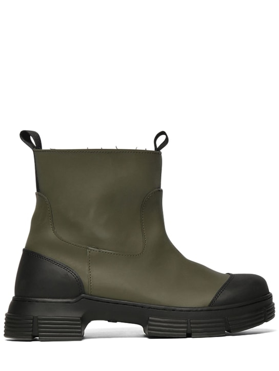 GANNI: Botines de goma reciclada 40mm - Verde Militar - women_0 | Luisa Via Roma
