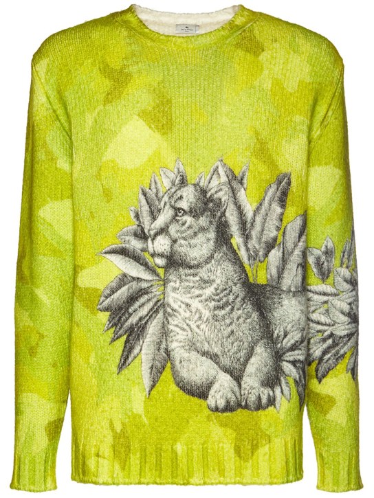 Etro: Suéter de punto de lana con tigre - men_0 | Luisa Via Roma