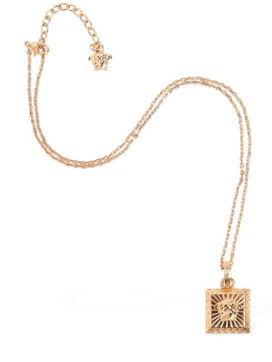 Versace: Medusa squared charm necklace - Gold - men_1 | Luisa Via Roma