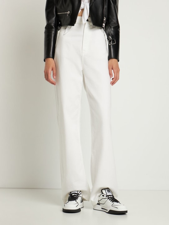 Dolce&Gabbana: New Roma leather sneakers - White/Black - women_1 | Luisa Via Roma