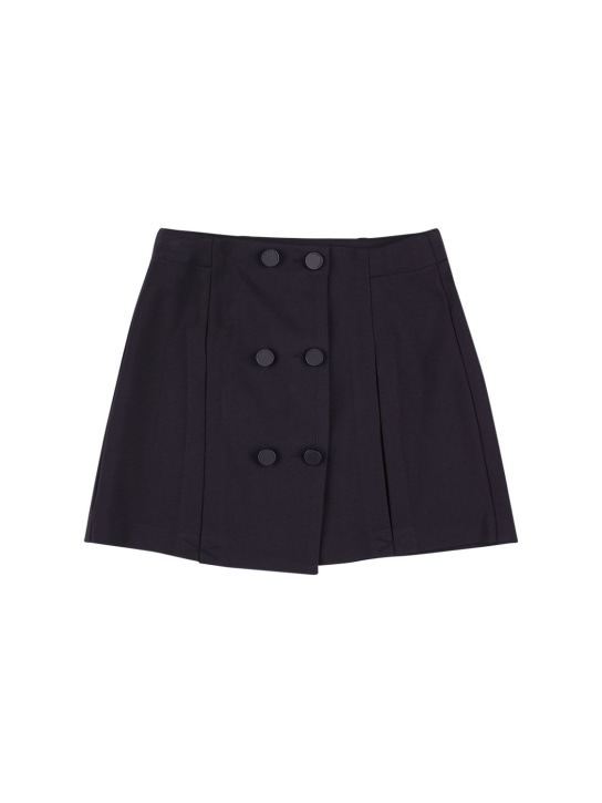 Emporio Armani: ビスコースブレンドミラノジャージースカート - ネイビー - kids-girls_0 | Luisa Via Roma