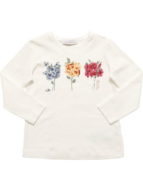 Monnalisa: T-SHIRT AUS BAUMWOLLJERSEY MIT BLUMENDRUCK - Weiß - kids-boys_0 | Luisa Via Roma