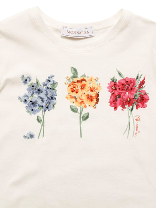 Monnalisa: T-SHIRT AUS BAUMWOLLJERSEY MIT BLUMENDRUCK - Weiß - kids-boys_1 | Luisa Via Roma