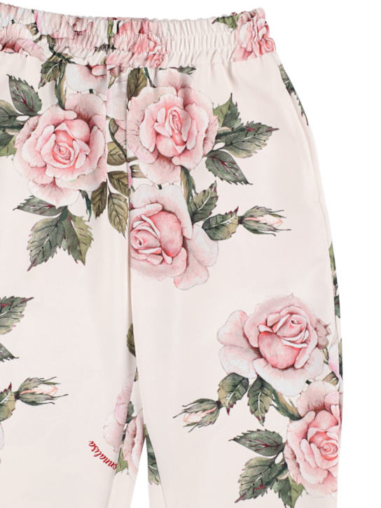 Monnalisa: Pantalones de cady con estampado floral - Blanco - kids-girls_1 | Luisa Via Roma