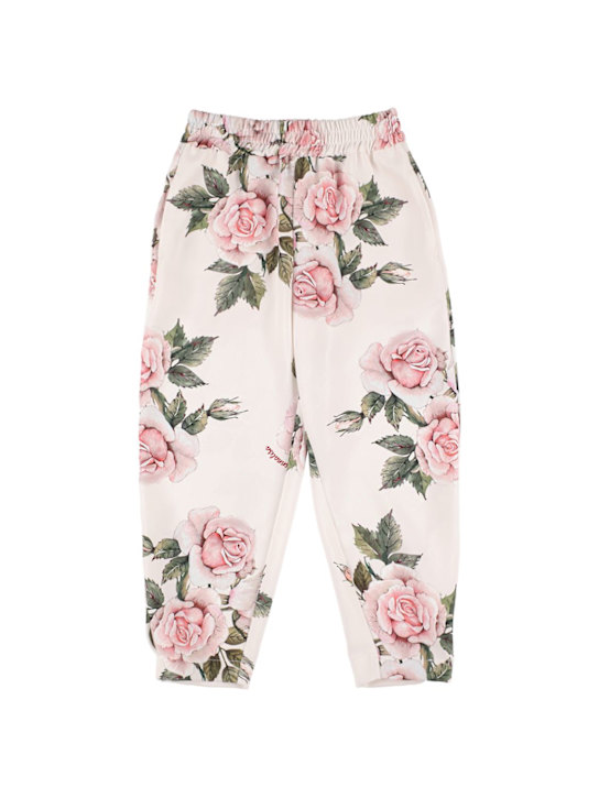 Monnalisa: Pantalones de cady con estampado floral - Blanco - kids-girls_0 | Luisa Via Roma