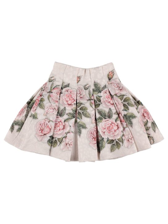 Monnalisa: Falda midi plisada con estampado floral - Blanco - kids-girls_0 | Luisa Via Roma