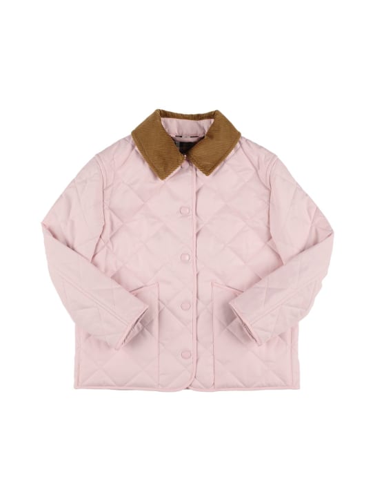 Burberry: Quilted puffer jacket w/ Check lining - Pink - kids-girls_0 | Luisa Via Roma