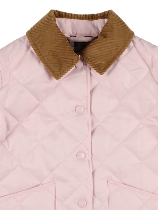 Burberry: Quilted puffer jacket w/ Check lining - Pink - kids-girls_1 | Luisa Via Roma