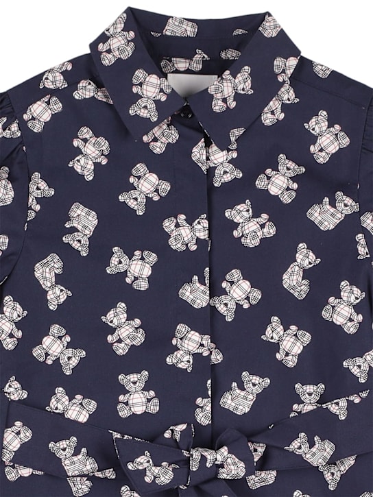 Burberry: Bear printed cotton shirt dress - Navy - kids-girls_1 | Luisa Via Roma