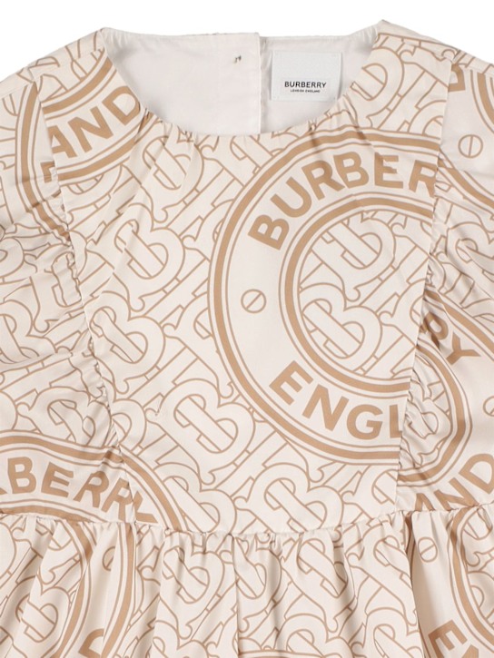 Burberry: Logo print cotton dress - Black/Brown - kids-girls_1 | Luisa Via Roma